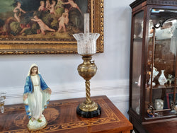 Victorian Banquet Lamp “Globe Vulcan” With Original Acid Etched Shade | Antique & Vintage | Moonee Ponds Antiques | Australia Wide Delivery