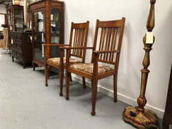 Pair Of Upholstered Arts And Crafts Carver Chairs | Antique & Vintage | Moonee Ponds Antiques | Australia Wide Delivery