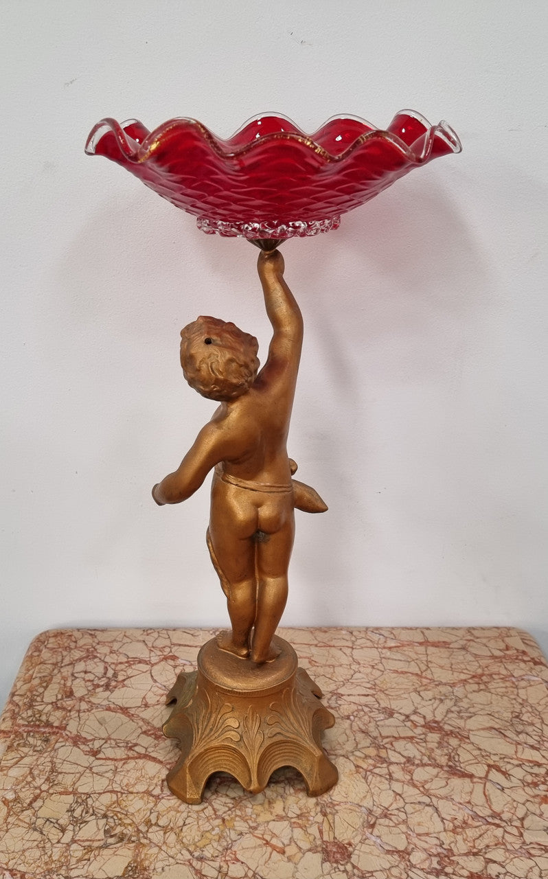 Beautiful Victorian Ruby glass comport and cherub stand in good original condition.