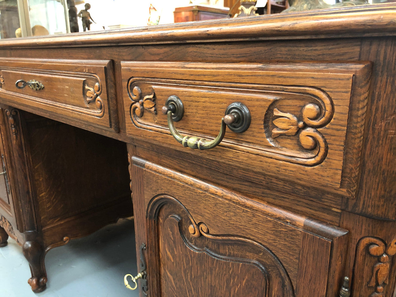 French Oak Louis XV Style Partners Desk | Antique & Vintage | Moonee Ponds Antiques | Australia Wide Delivery