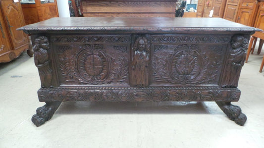 An Amazing Antique Coffer With Amazing Carvings