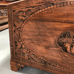 Antique Chinese Carved Camphor Wood Chest