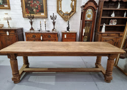 French Oak Stretcher Base Farmhouse Table with Solid Turned Legs | Antique & Vintage | Moonee Ponds Antiques | Australia Wide Delivery