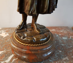 Rare French Bronze "Flower Seller" By Eugene Antoine Aizelin | Antique & Vintage | Moonee Ponds Antiques | Australia Wide Delivery