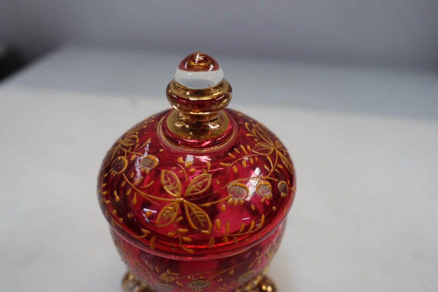 Bohemian Moser Style Cranberry Art Glass-1