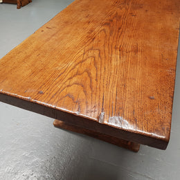 Superb 19th Century French Oak Pedestal Refectory Table Rustic Farmhouse