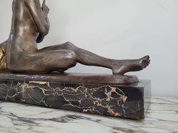 French Art Deco Brozne Statue Of Lady & German Shepard Signed by Louis Riche (1877-1949) | Antique & Vintage | Moonee Ponds Antiques | Australia Wide Delivery