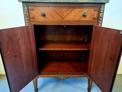 Louis 16th Style Marquetry Inlaid Marble Top Side Cabinet | Antique & Vintage | Moonee Ponds Antiques | Australia Wide Delivery