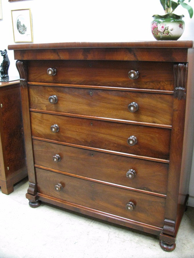 Victorian Flame Mahogany Chest of Drawers | Antique & Vintage | Moonee Ponds Antiques | Australia Wide Delivery