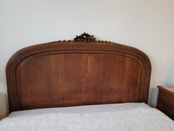 Elegant Louis XVI Style French Oak Queen Size Bed & Matching Marble Top Bedsides | Antique & Vintage | Moonee Ponds Antiques | Australia Wide Delivery