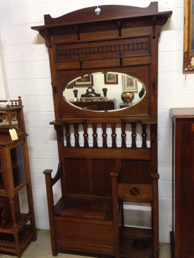 Australian Oak Arts and Crafts Hallstand | Antique & Vintage | Moonee Ponds Antiques | Australia Wide Delivery