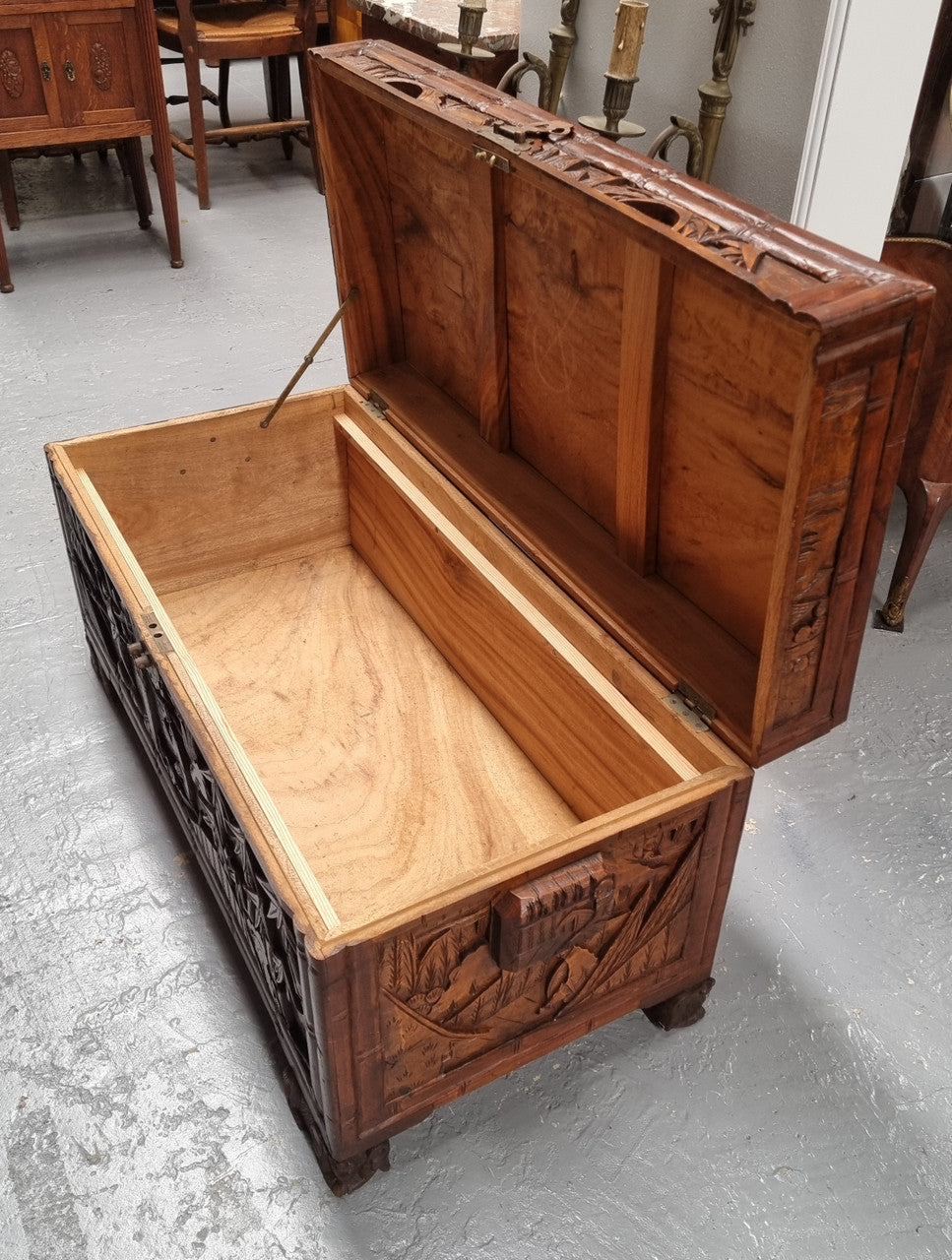 Impressive Carved Camphor Wood Chest