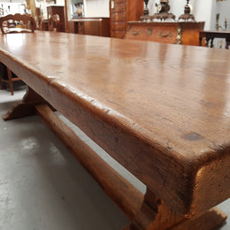 Superb 19th Century French Oak Pedestal Refectory Table Rustic Farmhouse