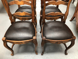 Set of 4 French Ladder Back Dining Chairs With Leather Seat | Antique & Vintage | Moonee Ponds Antiques | Australia Wide Delivery