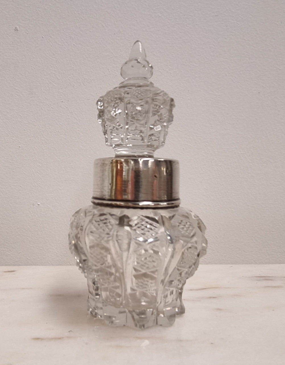 Decorative Hallmarked Silver Top Cut Crystal Scent Bottle | Antique & Vintage | Moonee Ponds Antiques | Australia Wide Delivery