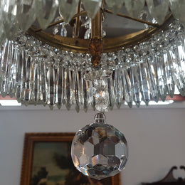 French Bronze & Crystal Six Candle Light Chandelier