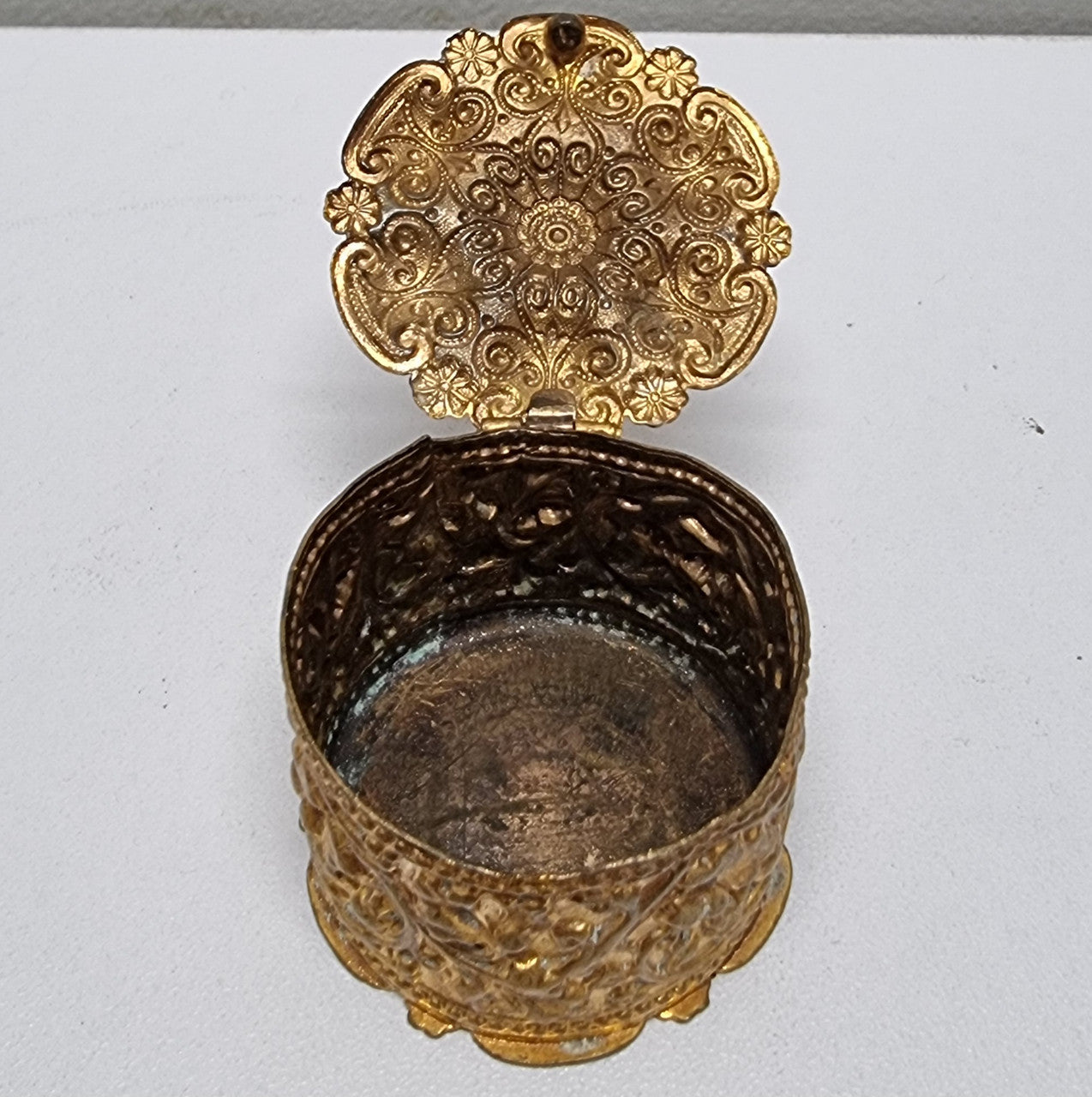 Antique French Gilt Metal Ornate Trinket Box