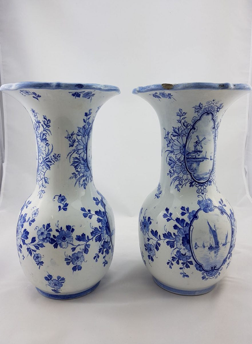 Pair Delftware Vases | Antique & Vintage | Moonee Ponds Antiques | Australia Wide Delivery