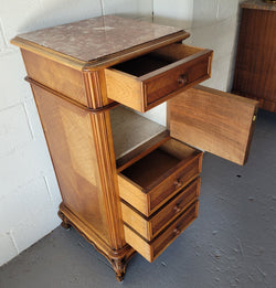 French Louis XV Walnut Single Side Cabinet with Inset Marble Top | Antique & Vintage | Moonee Ponds Antiques | Australia Wide Delivery