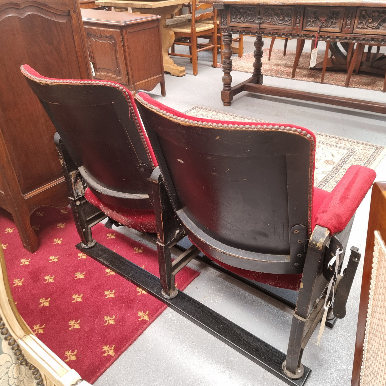 Pair of Vintage Red Velvet Cinema Seats Moonee Ponds Antiques