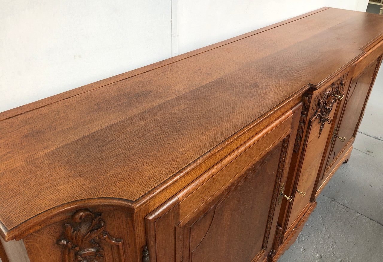 19th Century French Oak Two Drawer Buffet With Beautiful Carvings | Antique & Vintage | Moonee Ponds Antiques | Australia Wide Delivery