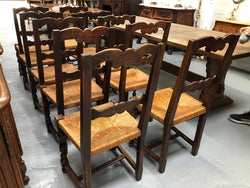 Set of 10 French Fruitwood Rush Seat Dining Chairs | Antique & Vintage | Moonee Ponds Antiques | Australia Wide Delivery