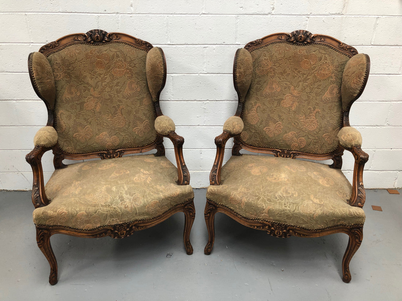 Beautiful Pair Of French Carved Arm Chairs