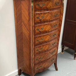Kingwood Louis XV Inlaid Marble Top Semainier