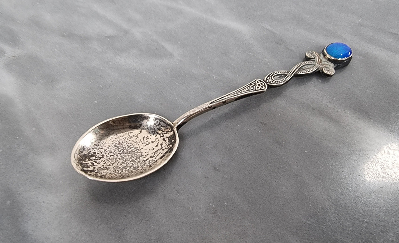 "Prouds" Australian Silver Arts & Crafts Opal Spoon