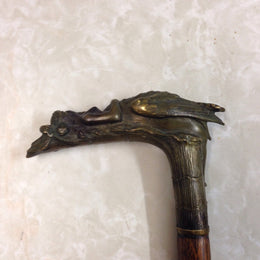 Bronze Leda And Swan Walking Stick