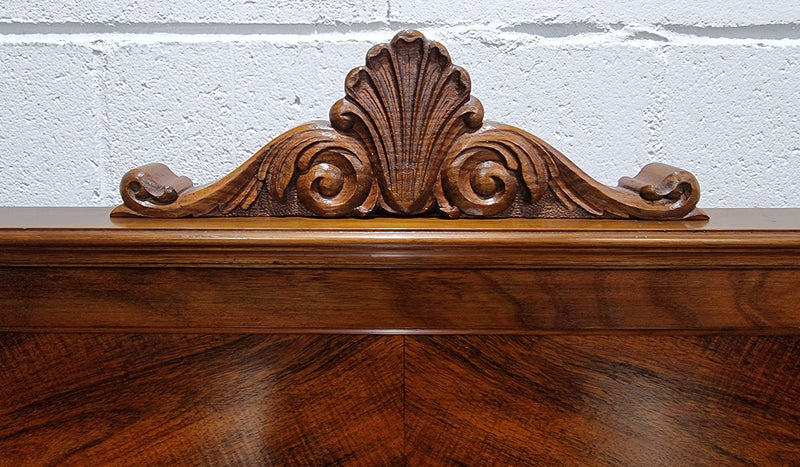 Fabulous Antique two door Blackwood and Fiddleback sideboard with lovely presence and also plenty of room for storage. In original detailed condition.