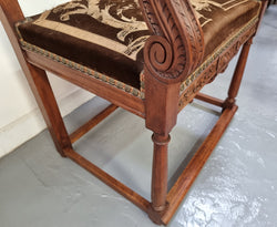 Beautifully Carved Egyptian Revival Armchair With Hand Sewn Embroidered Cover | Antique & Vintage | Moonee Ponds Antiques | Australia Wide Delivery