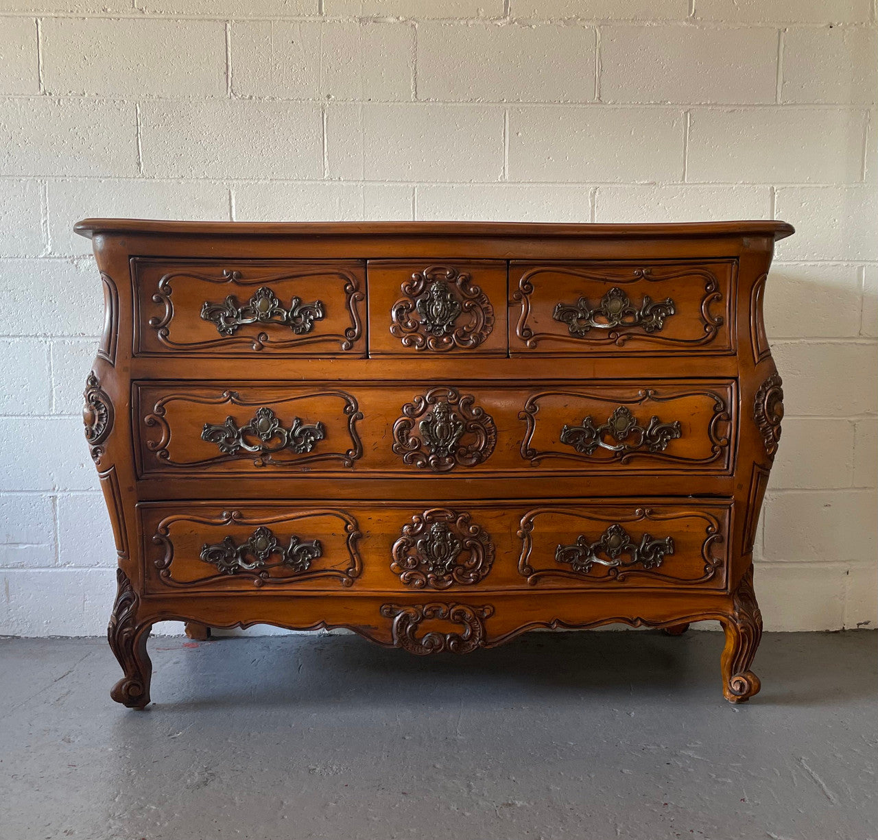 French Walnut Provincial Louis XV Style Five Drawer Commode | Antique & Vintage | Moonee Ponds Antiques | Australia Wide Delivery