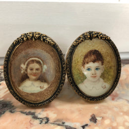 A pair of hand painted & signed miniatures in frames. They both still contain original stickers on back of frames "Danish Design" and are in amazing original condition.