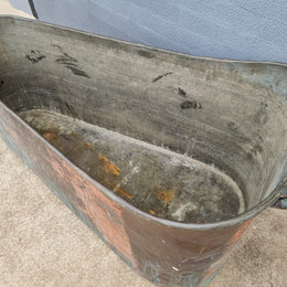 Rare French 19th Century copper and galvanized interior bath tub. In good original condition. Circa: 1850's . Fabulous for inside or outside in the garden.