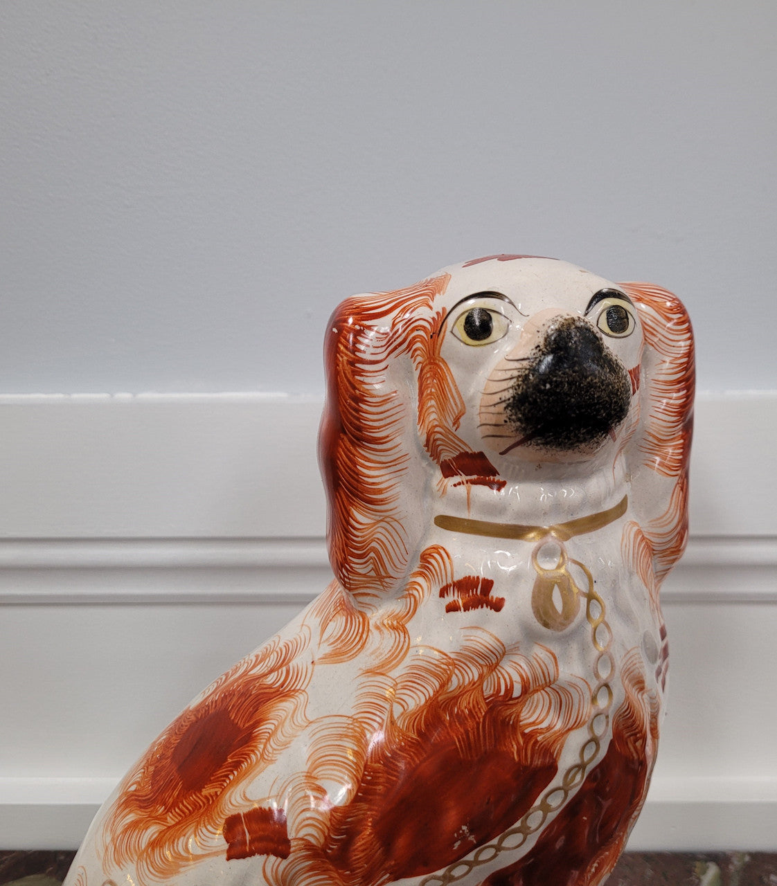 Antique Staffordshire dog statue. Please view photos as they help form part of the description.