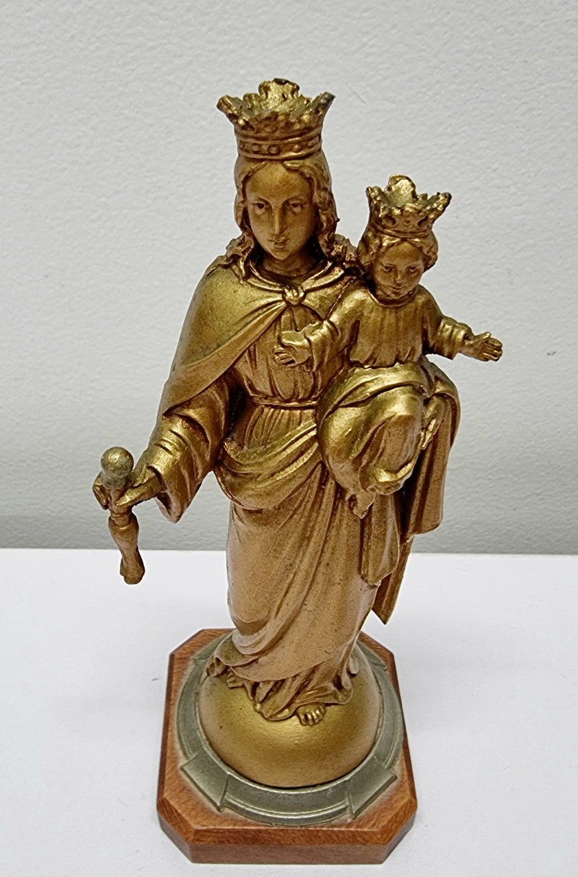 Vintage Mary Gilt Metal on Wooden Stand | Antique & Vintage | Moonee Ponds Antiques | Australia Wide Delivery