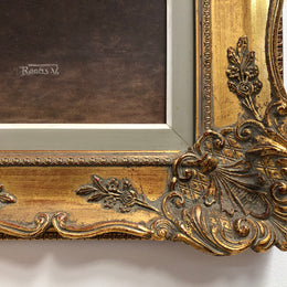Vintage Framed Floral Painting Of Roses