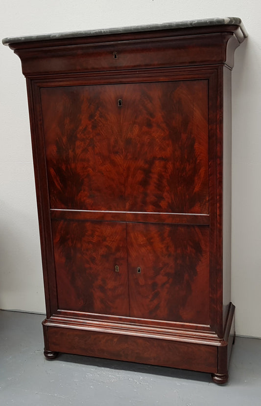 French Flame Mahogany Secretaire a Abattant