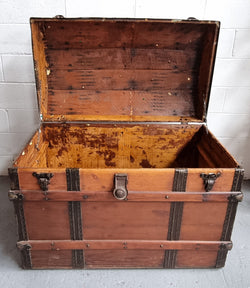 Late Victorian Saratoga Dome Top Travelling Trunk | Antique & Vintage | Moonee Ponds Antiques | Australia Wide Delivery