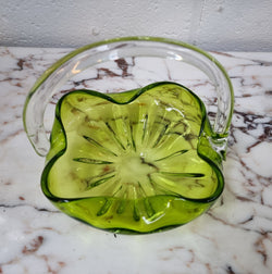 Delightful Art Glass Vintage Basket Green | Antique & Vintage | Moonee Ponds Antiques | Australia Wide Delivery