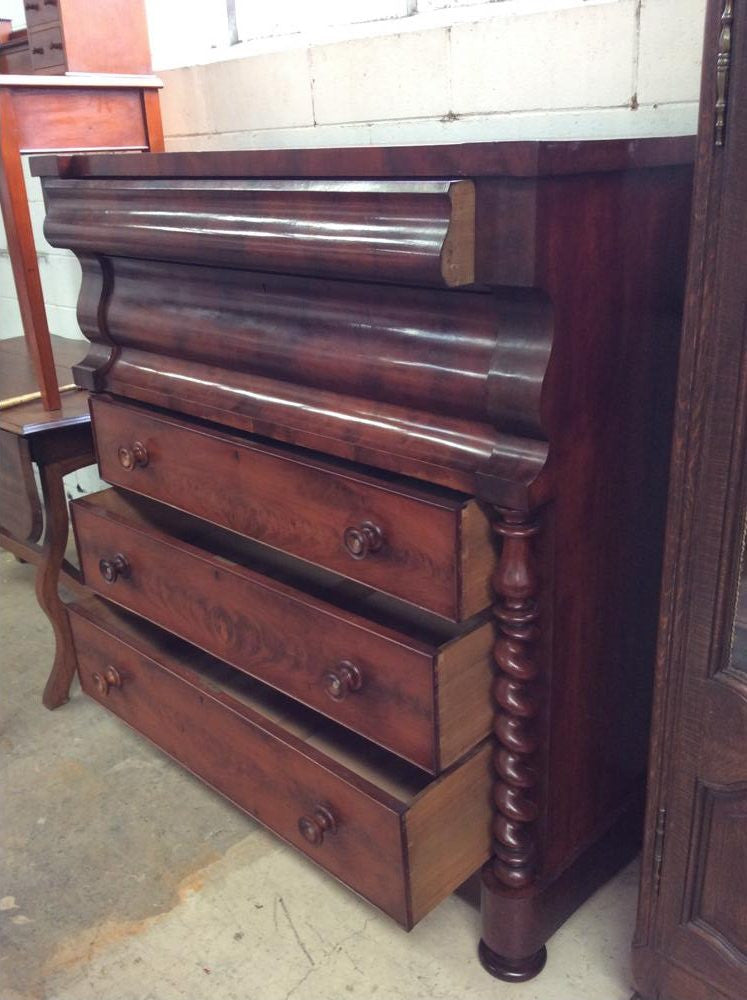 Victorian Flame Mahogany Chest Of Drawers-1