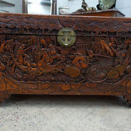 Carved Chinese Camphor Wood Trunk