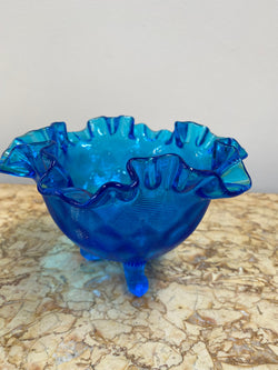 Vintage Fenton Iridescent Blue Glass Comport | Antique & Vintage | Moonee Ponds Antiques | Australia Wide Delivery