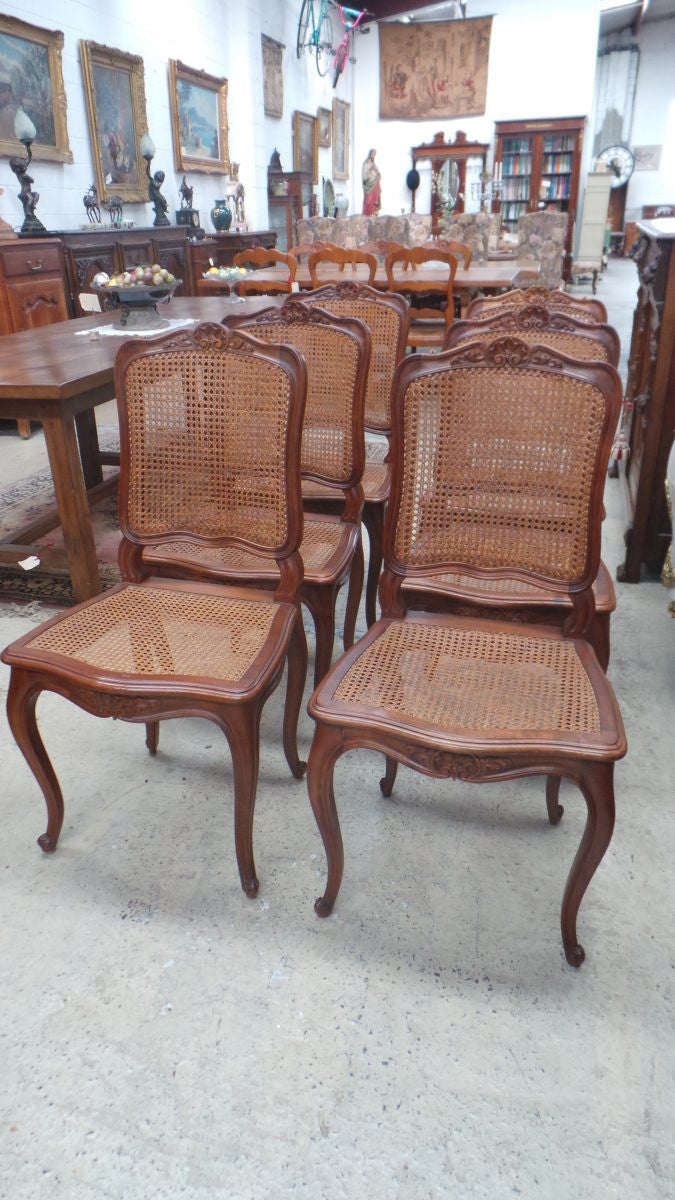 Set Of Six French Cane Chairs