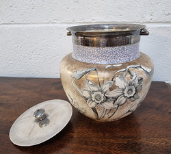 Royal Doulton Biscuit Barrel With Silver Plated Top, Handle & Lid | Antique & Vintage | Moonee Ponds Antiques | Australia Wide Delivery