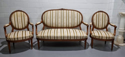 French Carved Walnut Louis XV Style Settee & Two Matching Armchairs | Antique & Vintage | Moonee Ponds Antiques | Australia Wide Delivery