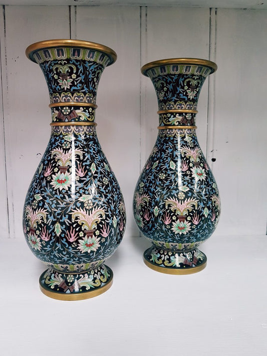 Pair Of Late Victorian Cloisonne Vases