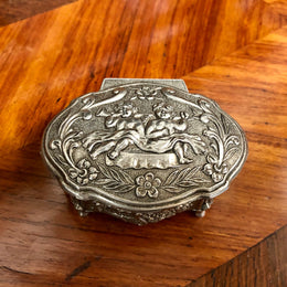 Vintage Metal Trinket Box With Cherubs