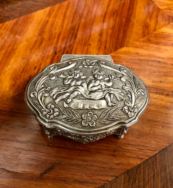 Vintage Metal Trinket Box With Cherubs